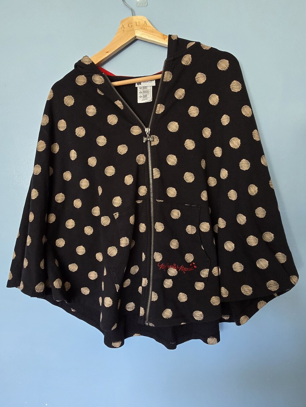 Disney Parks Minnie Mouse Black Polka Dot Hooded Poncho XS